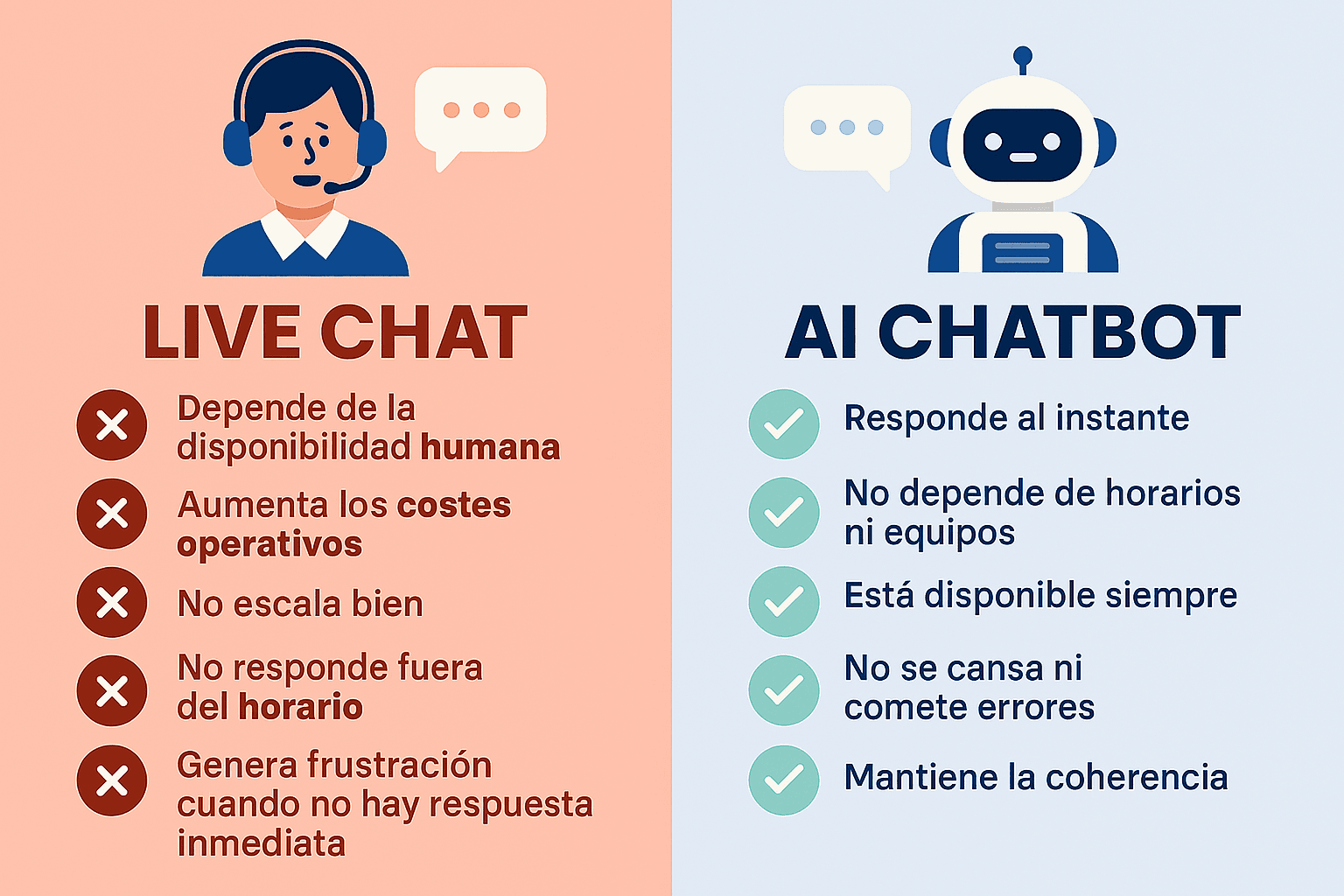 Diferencias entre live chat y un chatbot con IA